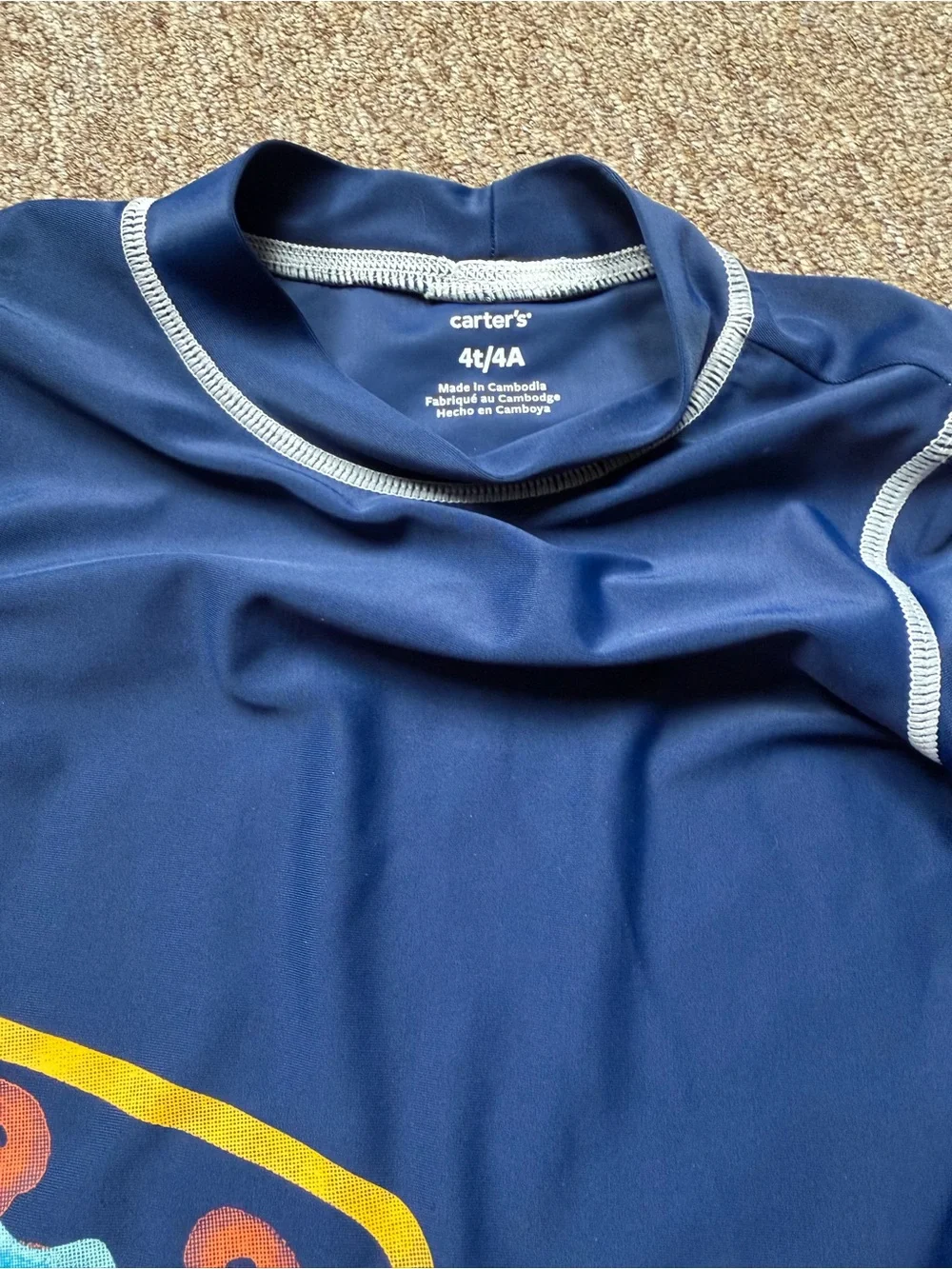 Carter's Navy and Orange Crab Swim Rashguard